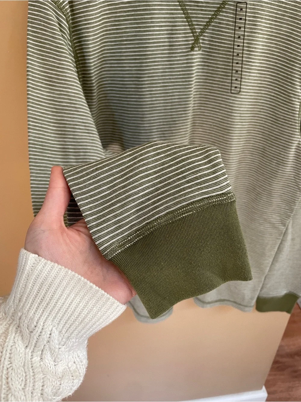 J Crew Mens Striped Long Sleeve Crew Neck‎ Shirt Tee Size Medium Green NWOT